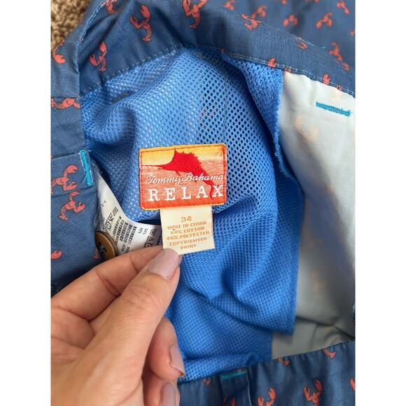 Tommy Bahama Men's 34 Relax Blue Crab Lobster Print Chino Shorts Pockets Cotton‎ - Picture 4 of 6